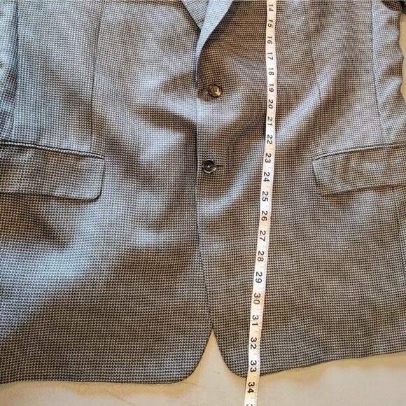 Hickey Freeman Ltd. Men's Silk Wool Houndstooth Grey Sport Coat Blazer 46 Reg - Picture 6 of 12